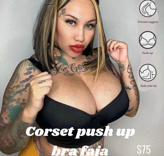 Back Fat Push Up Bra (Black)